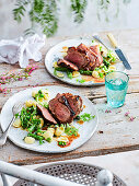 Lamb rumps with fig paste