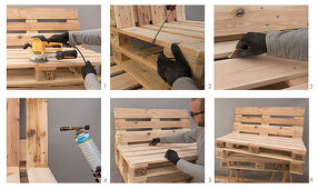 Instructions for making a bench from pallets