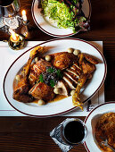 Fried chicken with mushrooms