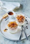 Espresso granita with yoghurt cream and a cantuccini orange topping