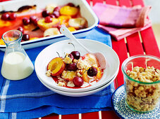 Roasted summer fruit crumble