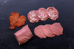 Various types of veal meat