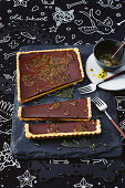 Passionfruit and chocolate tart