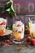 Lemon curd, strawberry and meringue trifle