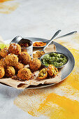 Crumbed fish balls with green sambal