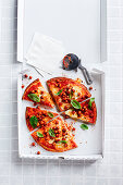 Spelt Margherita Pizza with pepperoni chickpeas