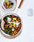 Harissa chickpeas with silverbeet