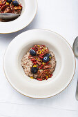 Buckwheat porridge with pecans and blueberries
