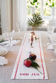 Festively set Christmas dining table