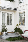 Festively decorated front door of Swedish house