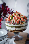 Trifle with figs, port and pistachios