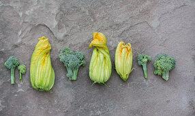 Courgette flowers and broccoli florets