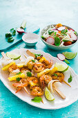 Shrimp and pineapple skewers