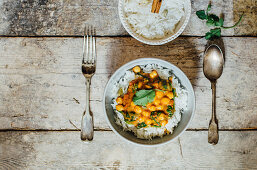 Chickpea curry on rice