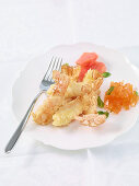 Garnelen-Tempura mit Grapefruitgelee