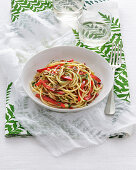 Spaghetti aglio e olio mit Paprika