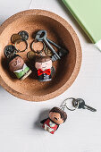 Key-ring pendants hand-made from corks