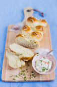 Yeast dough bread with an Easter spread