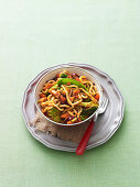 Stir-fried udon with chilli mixed vegetables