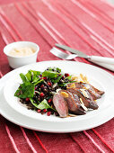 Duck salad with puy lentils and almond flakes