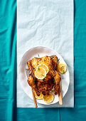 Lemon and rosemary roast chicken with chorizo stuffing