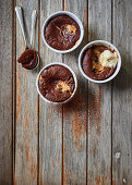 Peanut butter and chocolate puddings