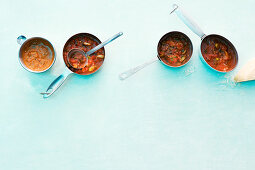 Four different quick tomato sauces