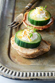 Blinis with cucumber and sour cream