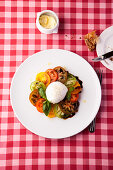 Colourful tomatoes with buffalo mozzarella