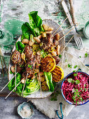 Kofta with white beans and beetroot salad