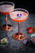 Strawberry gin sour cocktails