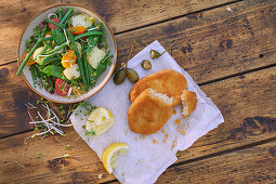 Veggie schnitzel with a vegetable salad