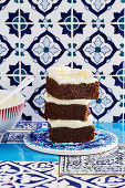 Flourless walnut brownies with whipped ricotta