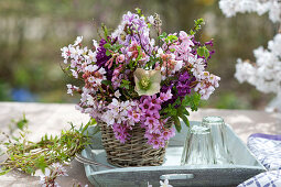 Fragrant Bouquet With Flowering Branches And Hyacinths
