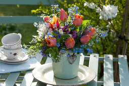 Colorful Spring Bouquet In Vase With Heart