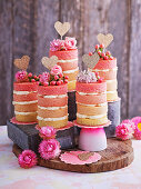 Kleine rosa Ombre Naked Cakes