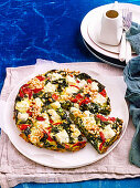 Chargrilled capsicum, silverbeet and feta crustless quiche (Low carb)