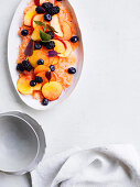 Peaches and blackberries with ginger-kombucha granita