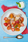 French Toast with strawberries and apricots