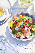 Peach, minted ricotta and prosciutto salad