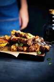 Lamb and haloumi skewers with herbed honey butter