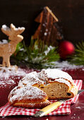 Apple stollen with icing sugar for Christmas