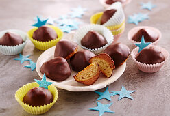 Crailsheimerle (Christmas sweets from Baden Wurttemburg) with a marzipan filling and chocolate glaze