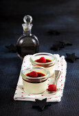 Panna cotta with coffee liqueur and raspberries (Christmas)