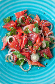 Watermelon and tomato salad with grapefruit and coriander