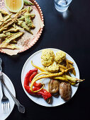 Torshi and makdous - pickled vegetables, eggplant, cauliflower and fried okra
