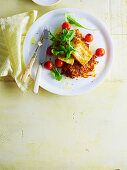 weet Potato Rosti with Haloumi and Tomatoes
