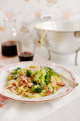 Tagliatelle with broccoli and salsiccia