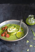 Zucchini soup with halibut