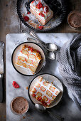 Slices of creamy raspberry cake